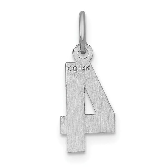 14k White Gold, Varsity Collection, Small D/C Pendant, Number 4 - Picture 3 of 5